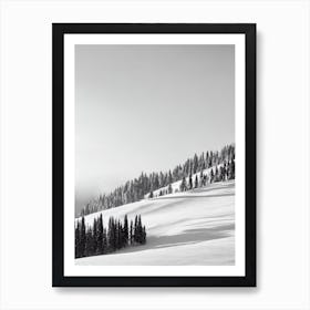 Selva Val Gardena, Italy Black And White Skiing Poster Art Print