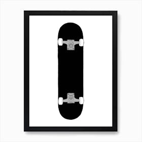 Black Skateboard Art Print