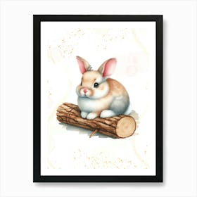 Bunny On A Log Art Print