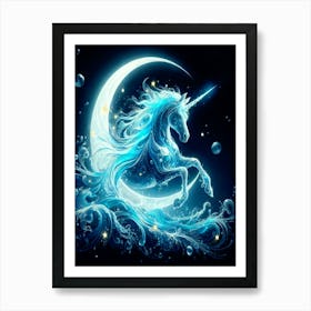 Water Moon Unicorn 2 Art Print