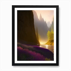 Purple Flowers In A River Art Print
