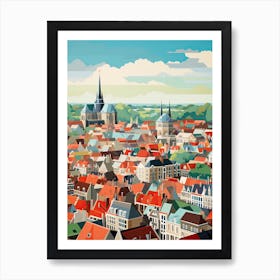 Antwerp, Belgium, Geometric Illustration 3 Art Print