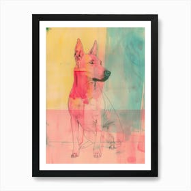 Pastel Geometric Dog Watercolour Illustration Art Print