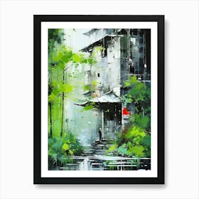 House In The Rain Art Print