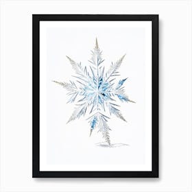 Crystal, Snowflakes, Pencil Illustration 4 Art Print