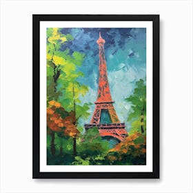 Eiffel Tower Paris France David Hockney Style 11 Art Print