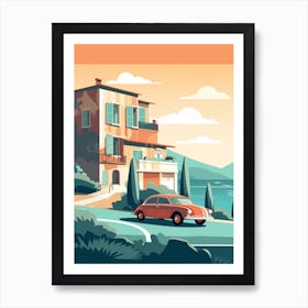 A Hammer In The French Riviera Car Illustration 3 Art Print