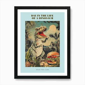 Dinosaur & A Hamburger Retro Collage 1 Poster Art Print