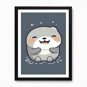 Baby Otter Minimalistic Illustration 3 Art Print