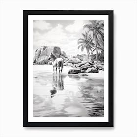 A Horse Oil Painting In Anse Cocos, Seychelles, Portrait 2 Art Print