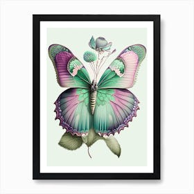 Peacock Butterfly Vintage Pastel 1 Art Print