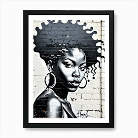 Vintage Graffiti Mural Of Beautiful Black Woman 149 Art Print