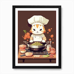 Kawaii Cat Drawings Cooking 8 Art Print