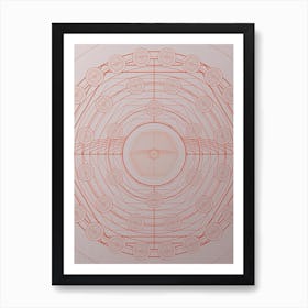 Geometric Abstract Glyph Circle Array in Tomato Red n.0039 Art Print