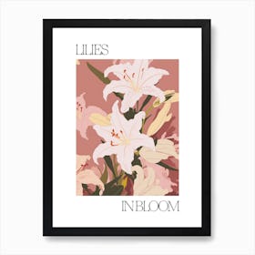 Lilies In Bloom Flowers Bold Illustration 2 Art Print