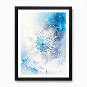 Winter, Snowflakes, Storybook Watercolours 3 Art Print