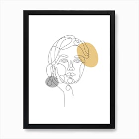 Stained Woman's Face Line Art Print Abstract Art Print