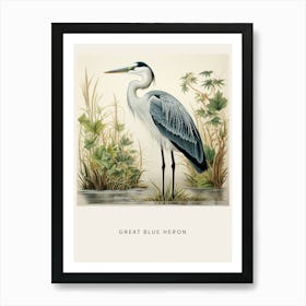 Ohara Koson Inspired Bird Painting Great Blue Heron 7 Poster Art Print