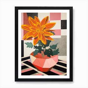 Dahlia Flower Still Life  1 Abstract Expressionist Art Print