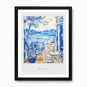 Cannes France 4 Mediterranean Blue Drawing Poster Art Print