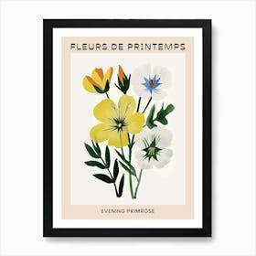 Spring Floral French Poster  Evening Primrose 2 Art Print