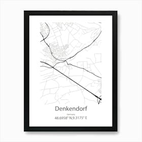 Denkendorf,Germany Minimalist Map Art Print