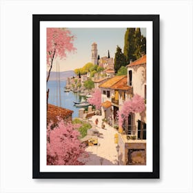 Fethiye Turkey 2 Vintage Pink Travel Illustration Art Print