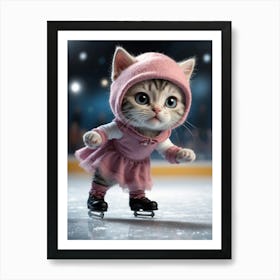 Cute Kitten On Ice Art Print