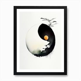 Minimal 4 Yin and Yang Japanese Ink Art Print