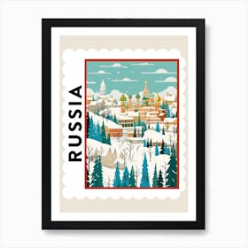 Retro Winter Stamp Poster Moscow Russia 1 Art Print