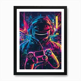 Neon Gaming Ps3 Controller Art Print