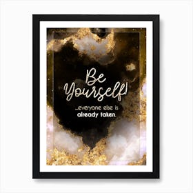 Be Yourself Gold Star Space Motivational Quote Art Print