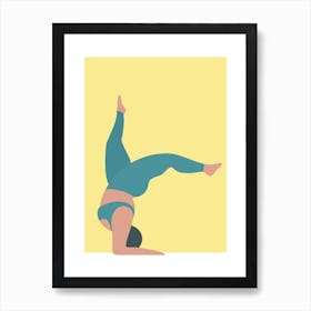 Yoga pose woman in yellow Art Print