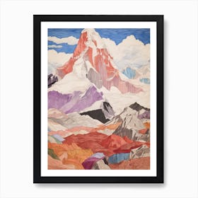 Cho Oyu Nepal 4 Colourful Mountain Illustration Art Print