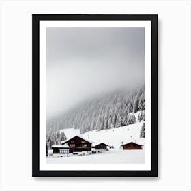 Oberstdorf, Germany Black And White Skiing Poster Art Print