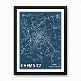 Chemnitz Blueprint City Map 1 Art Print