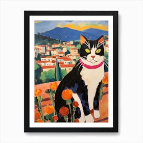 Painting Of A Cat In Arezzo Italy Art Print