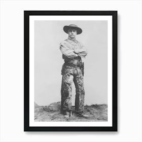 Cowboy Teddy Roosevelt Vintage Black and White Photo Art Print