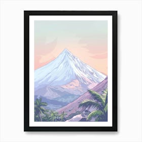 Mount Apo Philippines Color Line Drawing (5) Art Print