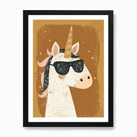 Unicorn With Sunglasses On Muted Pastel 2 Art Print