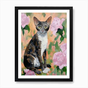 A Cornish Rex Cat Painting, Impressionist Painting 3 Art Print