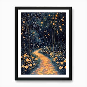 Gustav Klimt Print Night Forest Trees Painting Klimt Exhibition Poster Painting Decor Full Art Print