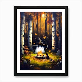 Halloween Witch In The Woods Art Print