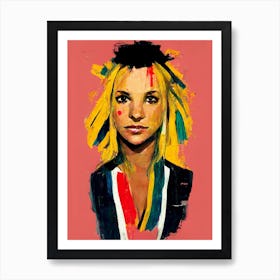 Britney Spears Basquiat Style Pink Art Print