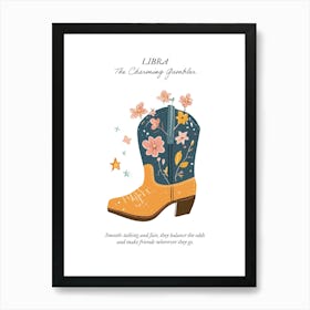 Libra Cowboy Boots Zodiac Preppy Western Cowgirl Art Print