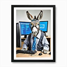 Donkey At Work Art Print