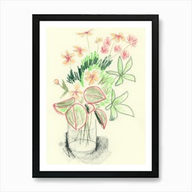 Pencil Flowers 1- floral vertical minimal Art Print