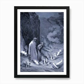 Inferno Canto 19, The Punishment of the Simonists in Burning Pits - Gustave Doré, 1866 in Remastered HD Art Print