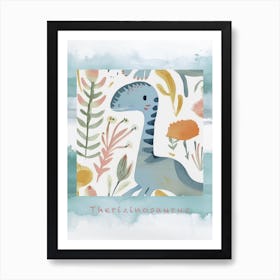 Cute Muted Therizinosaurus Dinosaur 3 Poster Art Print