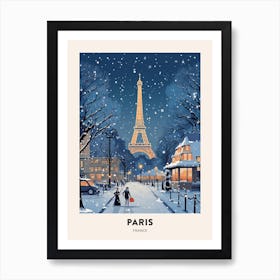 Winter Night  Travel Poster Paris France 2 Art Print